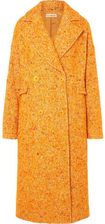Frances Double-breasted Bouclé-tweed Coat - Yellow