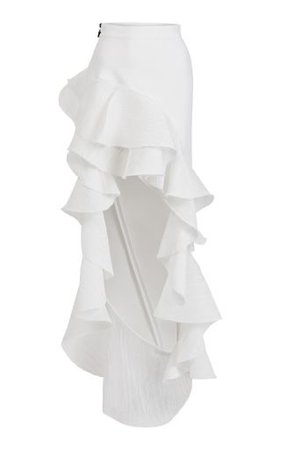 white ruffled skirt