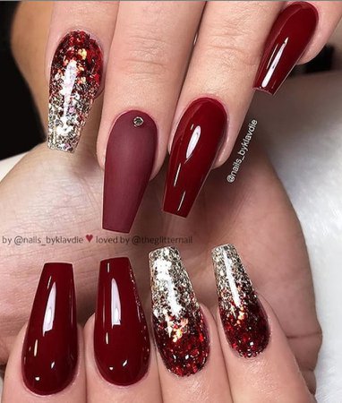red and silver nails
