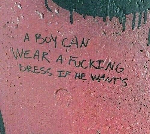 "a boy can wear a fucking dress if he wants"