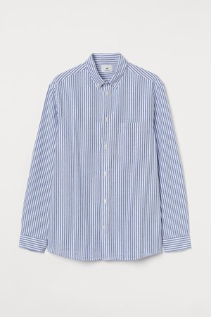 Oxford Gömlek Regular Fit - Mavi/Beyaz çizgili - ERKEK | H&M TR