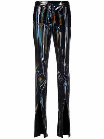 The Attico front-slit iridescent-effect trousers - FARFETCH