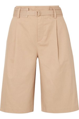 Vince | Belted cotton-blend twill shorts | NET-A-PORTER.COM