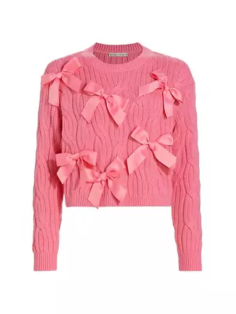 Shop Alice + Olivia Beau Cable-Knit Bow Sweater | Saks Fifth Avenue
