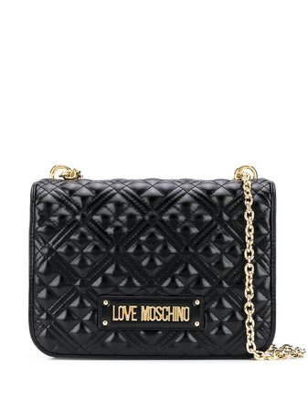 Love Moschino Quilted Logo Plaque Shoulder Bag - Farfetch