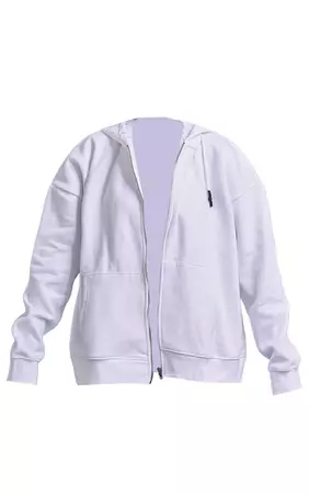 Plt Label White Oversized Hooded Zip Jacket | PrettyLittleThing USA