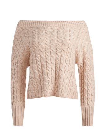 Ina Cable Knit Sweater In Almond Heather | Alice And Olivia