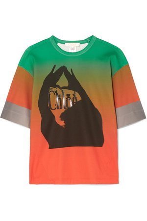 Chloé | Oversized printed ombré mercerized cotton-jersey T-shirt | NET-A-PORTER.COM