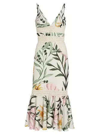 Shop PatBO Jasmin Bodycon Floral Midi Dress | Saks Fifth Avenue