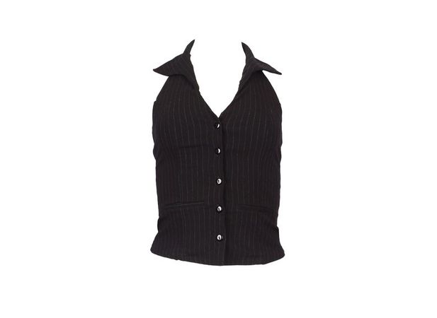 2000s Vintage Button-up Vest / Black Pin-stripe Vest / - Etsy Australia