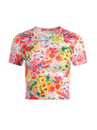 Cindy Classic Cropped Tee In Garden Floral | Alice And Olivia