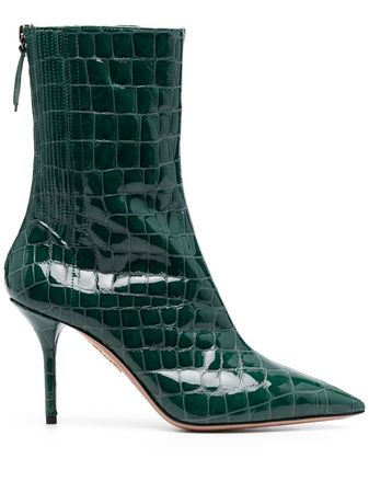 Aquazzura Saint Honoré 85mm crocodile-embossed Boots - Farfetch