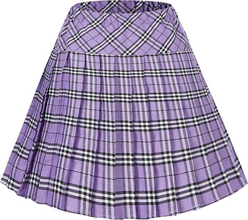 Women's Elastic Waist Plaid Pleated Skirt Tartan Skater School Uniform Mini Skirts at Amazon Women’s Clothing store
