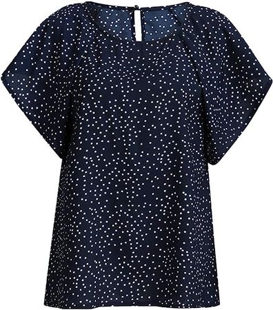 XL Women Summer Chiffon Ruffle Sleeve Shirts Dot Blouse at Amazon Women’s Clothing store