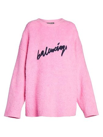 Balenciaga Oversized Logo Knit Crewneck Sweater | SaksFifthAvenue