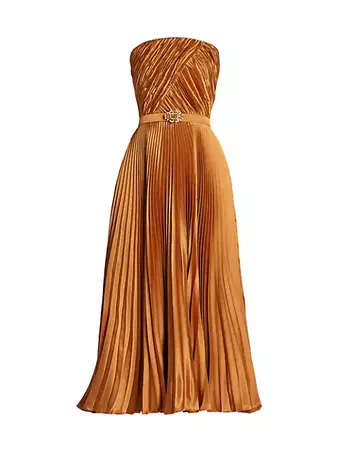 Shop ANDREW GN Strapless Pleated Silk Cocktail Dress | Saks Fifth Avenue