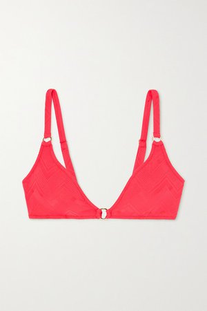 Montenegro Embellished Stretch-jacquard Bikini Top - Red