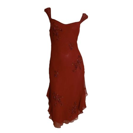Betsey Johnson Women's Burgundy and Red Dress | Depop