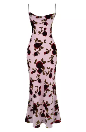 HOUSE OF CB Serena Floral Velvet Burnout Maxi Dress | Nordstrom