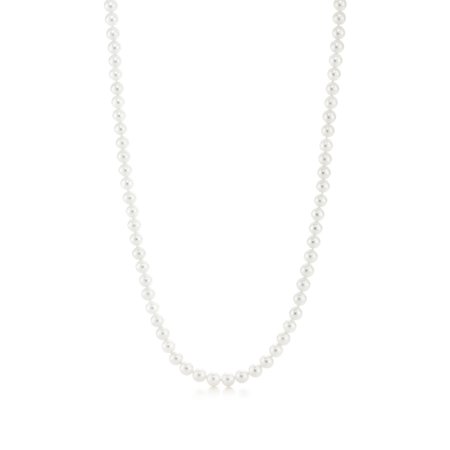 Ziegfeld Collection pearl necklace with a silver clasp and decorative tag. | Tiffany & Co.