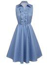 [Pre-sale]Blue 1950s Ruffle Dot Swing Dress – Retro Stage - Chic Vintage Dresses and Accessories