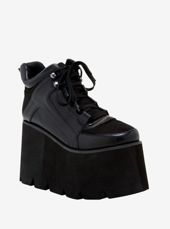 black lace up platform sneakers
