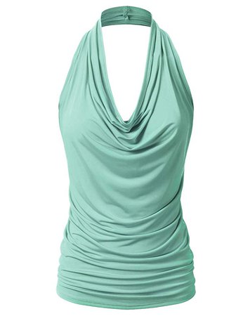 EIMIN Women's Casual Halter Neck Draped Front Sexy Backless Tank Top (S-3XL) at Amazon Women’s Clothing store