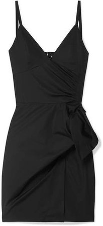 Victoria, Tie-front Cotton Mini Dress - Black