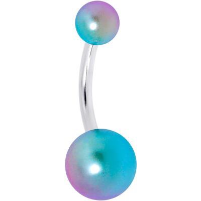 White Pearlescent Acrylic Ball Belly Ring – BodyCandy
