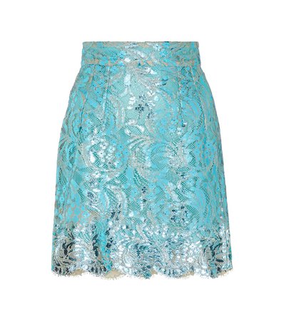 Dolce & Gabbana - Laminated lace miniskirt | Mytheresa