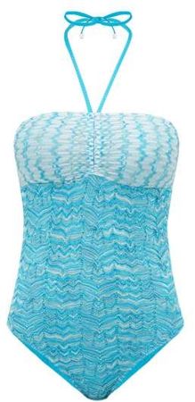 Mare - Zigzag Knitted Mesh Swimsuit - Womens - Blue