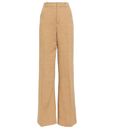 Chloé - High-rise linen wide-leg pants | Mytheresa