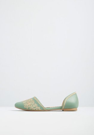 Restricted Winsome Wanderlust d'Orsay Flat Green | ModCloth
