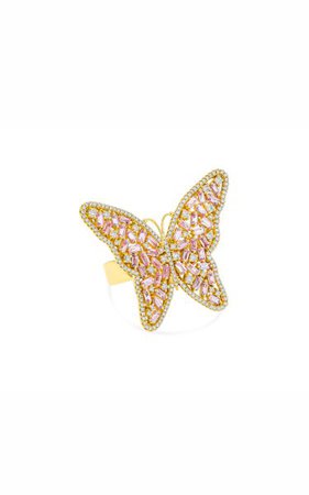 18k Yellow Gold Large Pink Sapphire Butterfly Ring By Suzanne Kalan | Moda Operandi