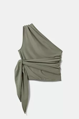 Iris Wrap One-shoulder Top - Khaki green - Weekday WW