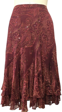 red sequin bedazzled long skirt paisley print y2k fairycore grunge hippie
