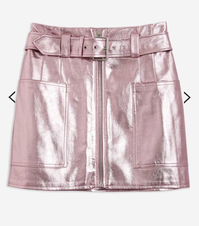 pink metallic buckle skirt