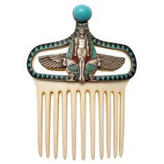 PIEL FRERES Egyptian Style Carved Ivory Hair Comb