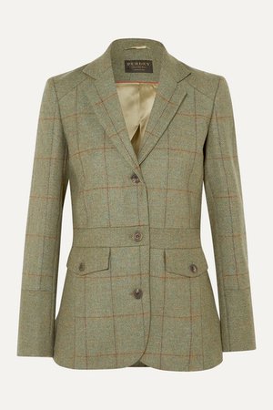 Checked Wool-tweed Blazer - Green