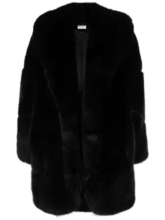 Saint Laurent single-breasted faux-fur Coat - Farfetch