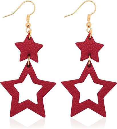 Amazon.com: Jagucho Leather Earrings Dangle for Women, Lightweight Hoop Earrings Drop for Teen Girls, Gifts for Women (Red 33): Clothing, Shoes & Jewelry