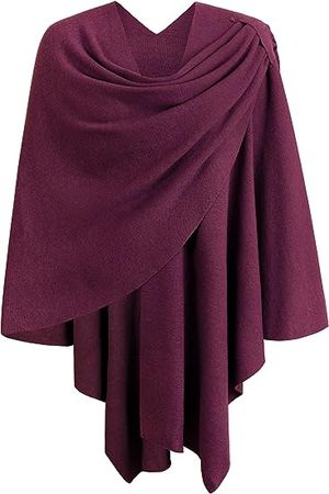 PULI Womens Large Cross Front Poncho Sweater Wrap Topper Knitted Elegant Shawls Cape for Fall Winter at Amazon Women’s Clothing store