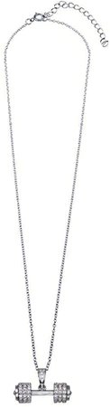 Amazon.com: Sterling Silver Necklace with CZ Stones 3D (3 dimensional) Dumbbell Pendant : Clothing, Shoes & Jewelry