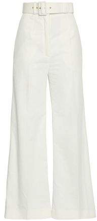 Jana Belted Cotton-corduroy Wide-leg Pants