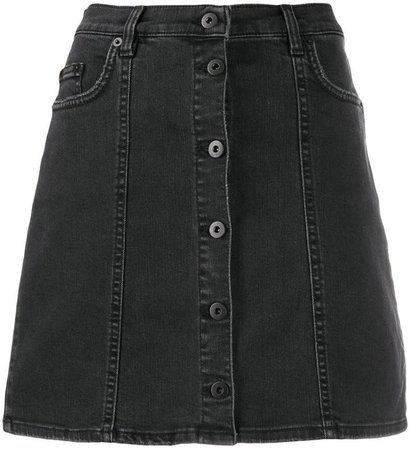 short A-line denim skirt