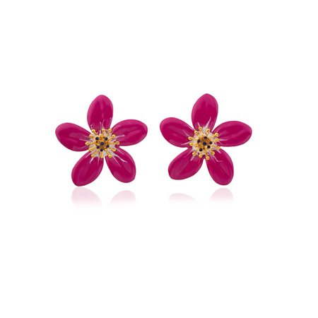 Milou Jewelry Raspberry Pink Geranium Flower Earrings