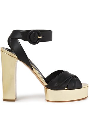 Black Matte and metallic leather platform sandals | CASADEI |