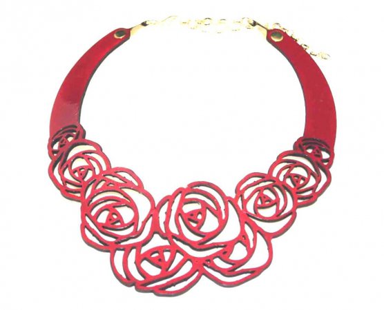 Red Rose Leather Necklace - Vitória Global Fashion, LLC