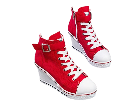 Sneakers High Heel Wedge - Red