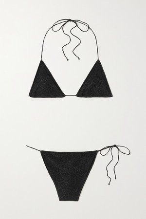Lumiere Microkini Stretch-lurex Bikini - Black